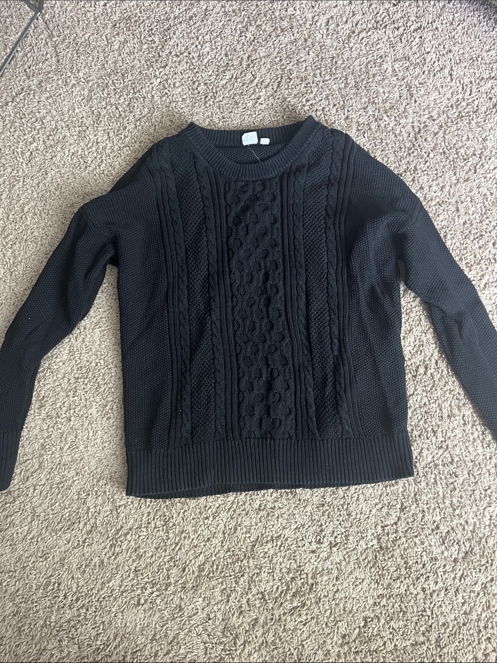 GAP Black Ribbed Knit Crew Sweater